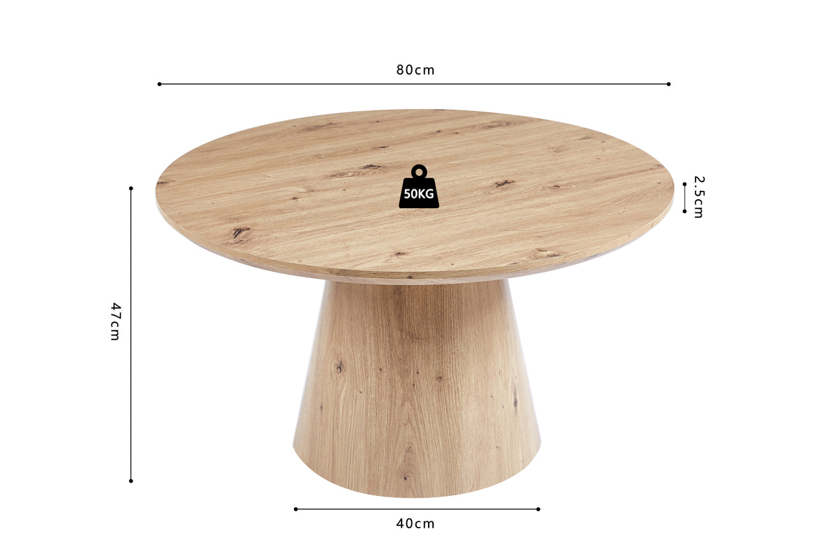 Table basse Lukas 80 cm effet chêne vieilli