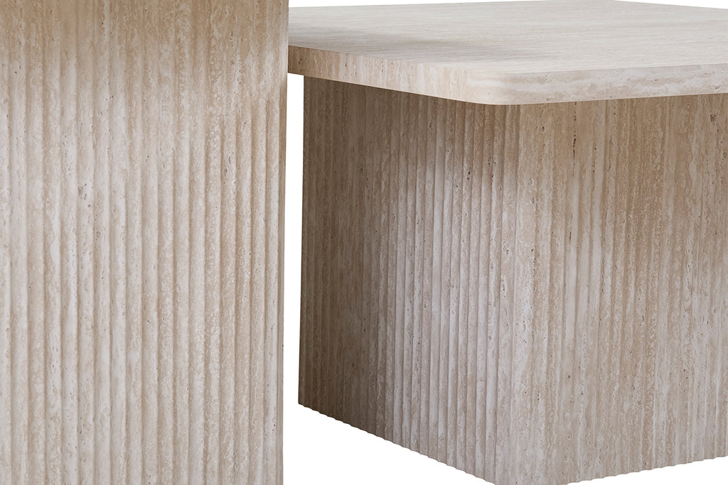 Lot de 2 Table basse Bobby effet travertin Beige