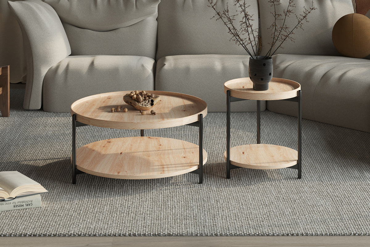 Table basse Dalina 80 cm effet chêne vieilli