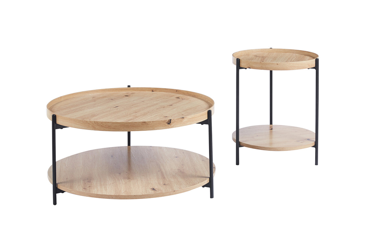 Table basse Dalina 45 cm effet chêne vieilli