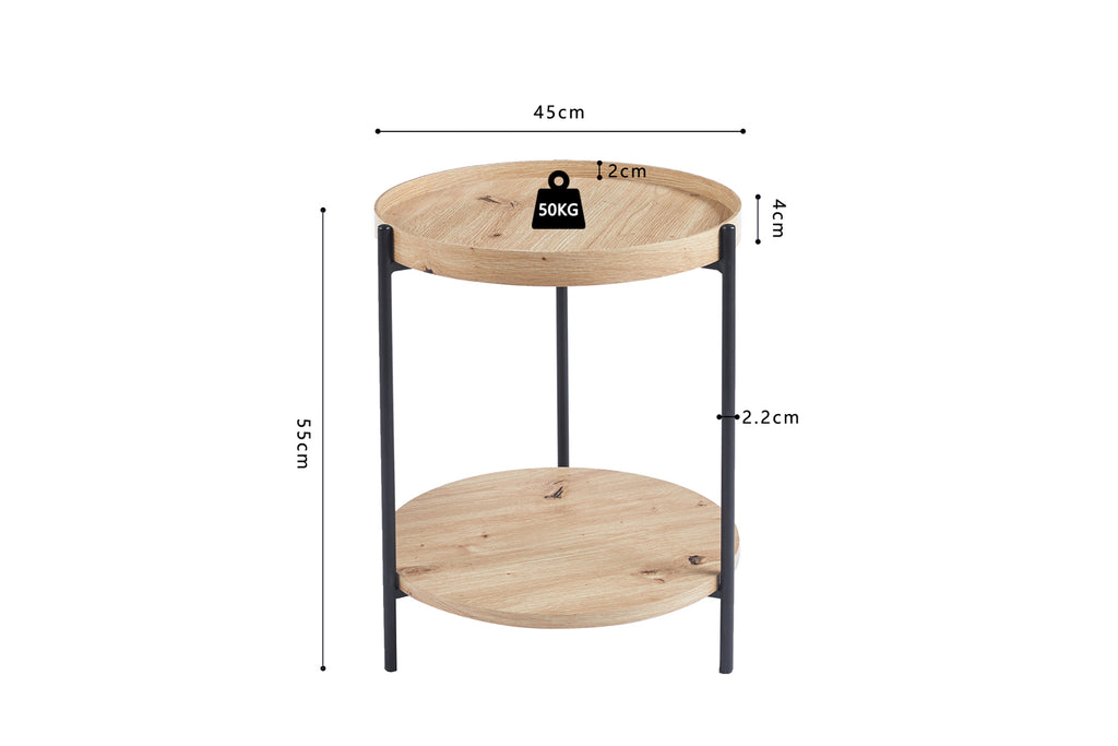 Table basse Dalina 45 cm effet chêne vieilli