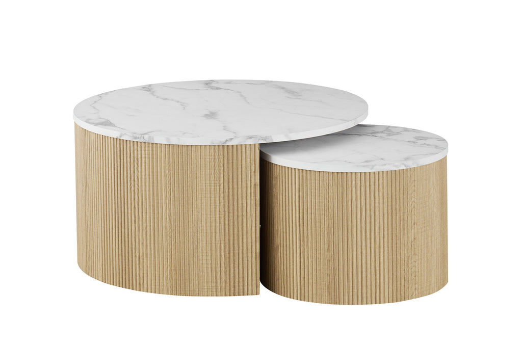 Table basse Rowan Ronde effet marbre Beige