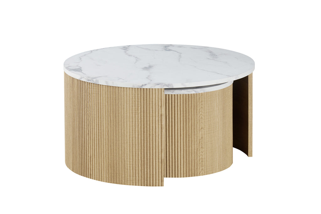 Table basse Rowan Ronde effet marbre Beige