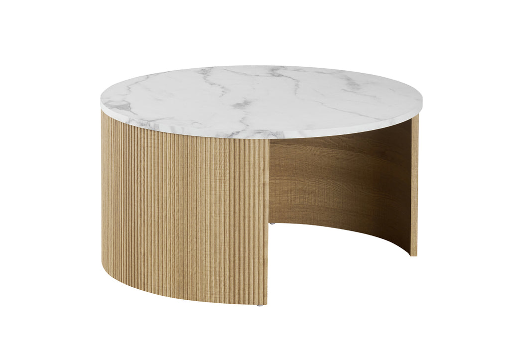 Table basse Rowan Ronde effet marbre Beige