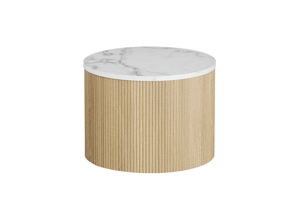 Table basse Rowan Ronde effet marbre Beige