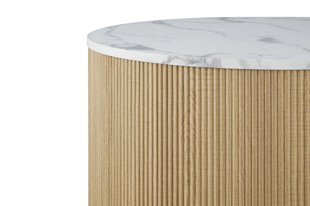 Table basse Rowan Ronde effet marbre Beige