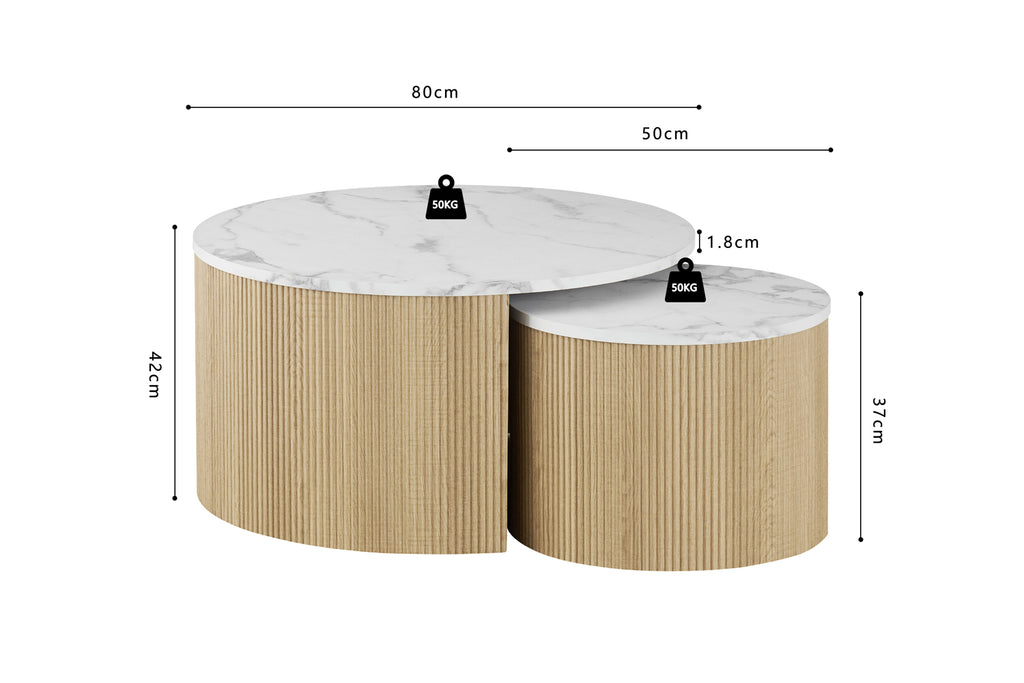 Table basse Rowan Ronde effet marbre Beige