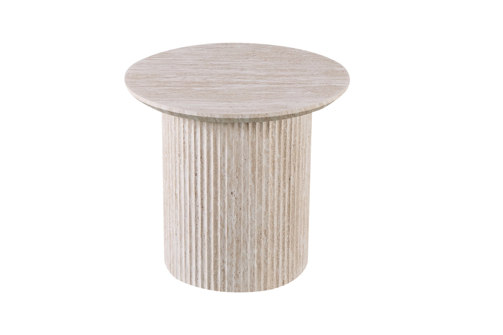 Table basse Lagos 50 cm Ronde effet travertin Beige
