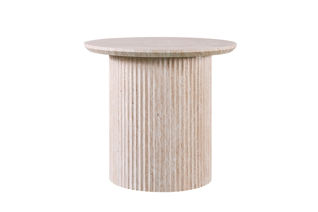 Table basse Lagos 50 cm Ronde effet travertin Beige