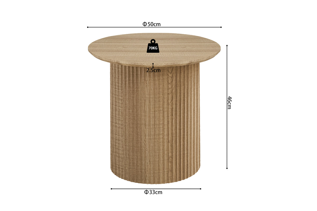 Table basse Lagos 50 cm Ronde effet chêne Naturel