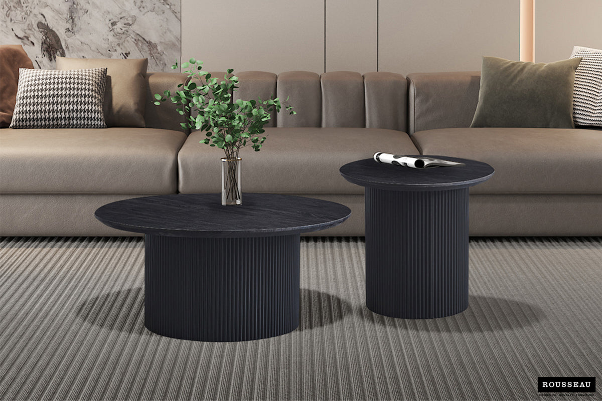 Table basse Lagos 50 cm Ronde finition Brun foncé