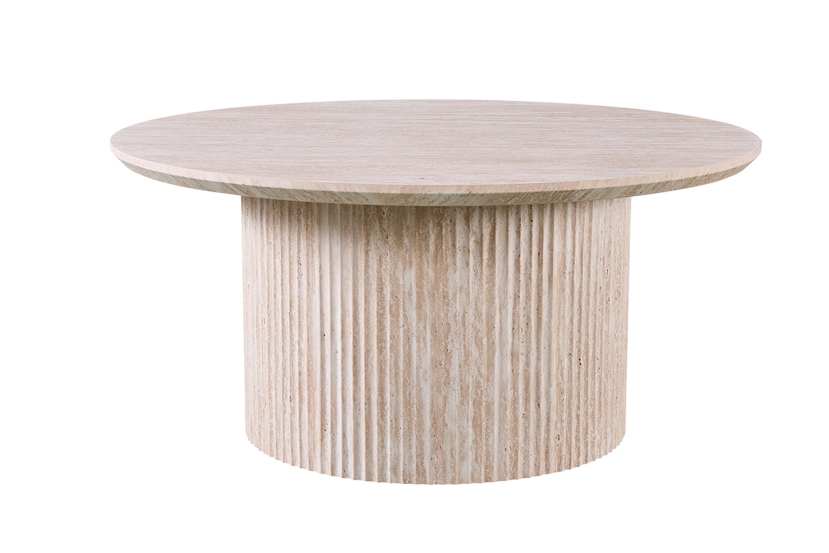 Table basse Lagos 80 cm Ronde effet travertin Beige