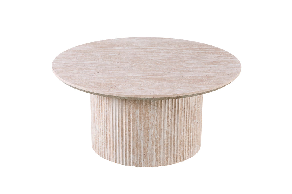 Table basse Lagos 80 cm Ronde effet travertin Beige