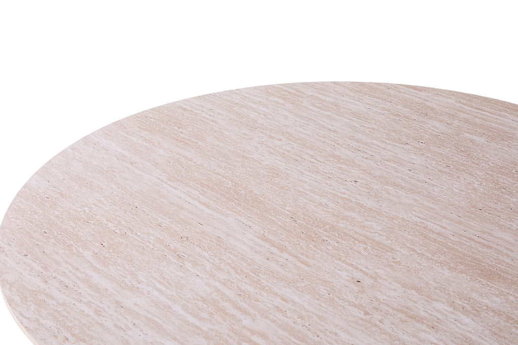 Table basse Lagos 80 cm Ronde effet travertin Beige