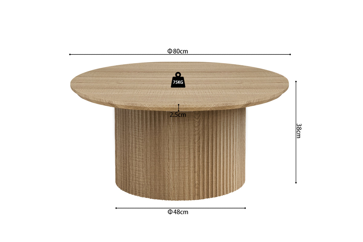Table basse Lagos 80 cm Ronde effet chêne Naturel