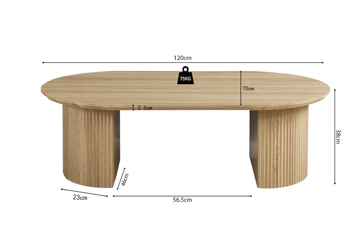 Table basse Lagos 120 cm effet chêne Naturel