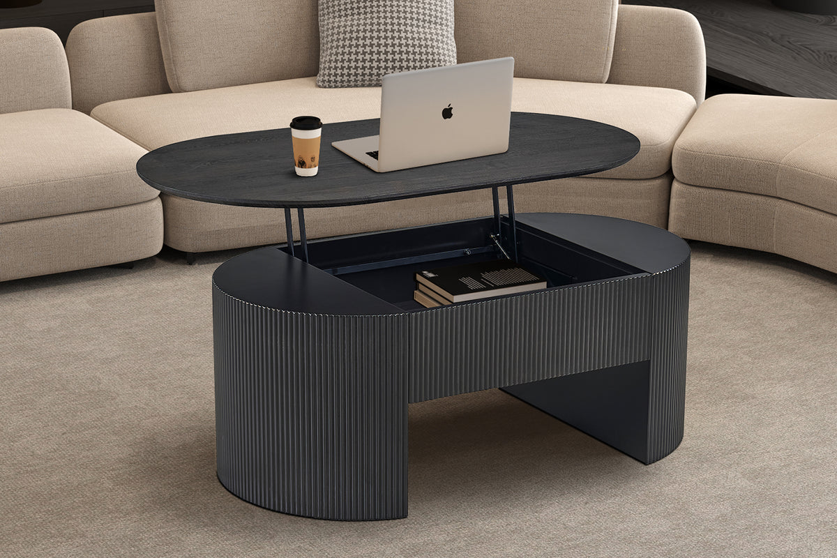 Table basse Lagos 120 cm Plateau relevable finition Brun foncé