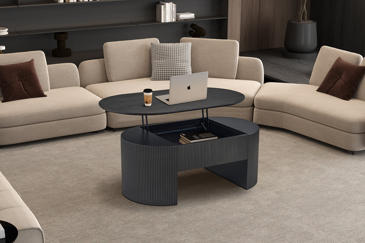 Table basse Lagos 120 cm Plateau relevable finition Brun foncé