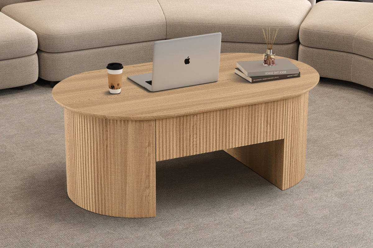 Table basse Lagos 120 cm Plateau relevable Décor Chêne Naturel