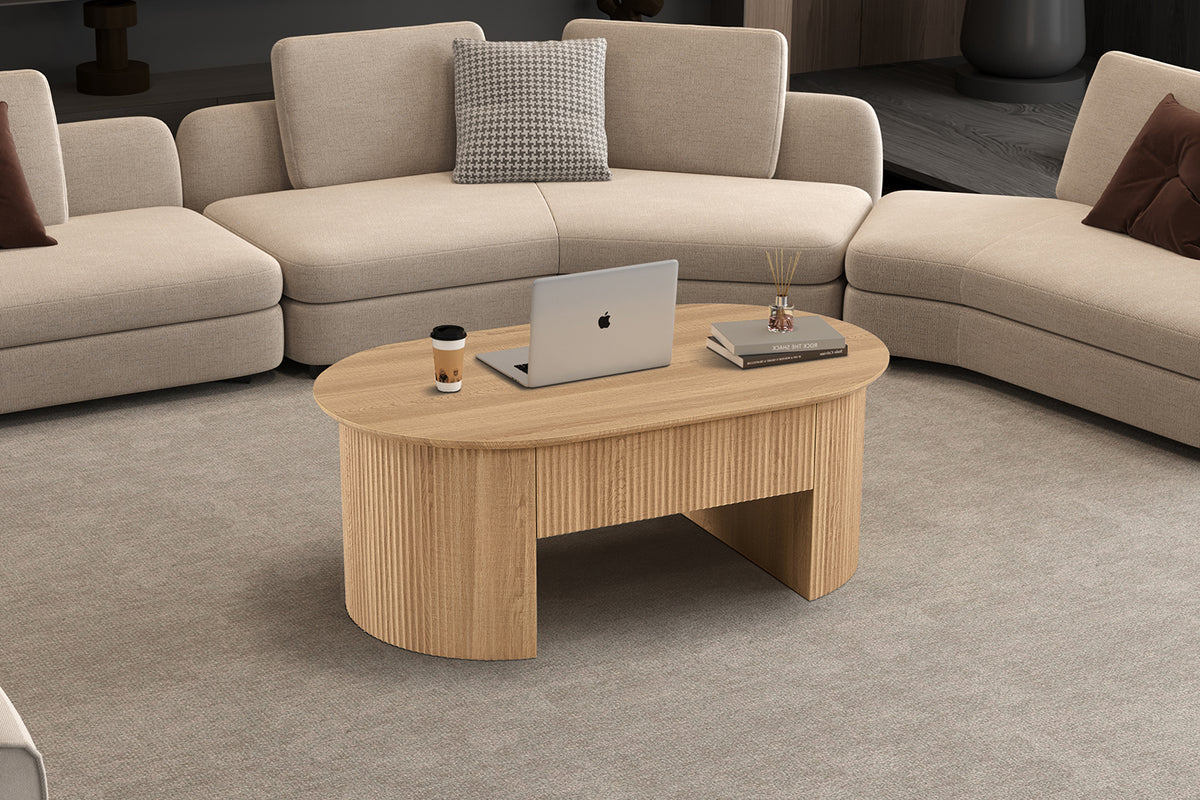 Table basse Lagos 120 cm Plateau relevable effet chêne Naturel