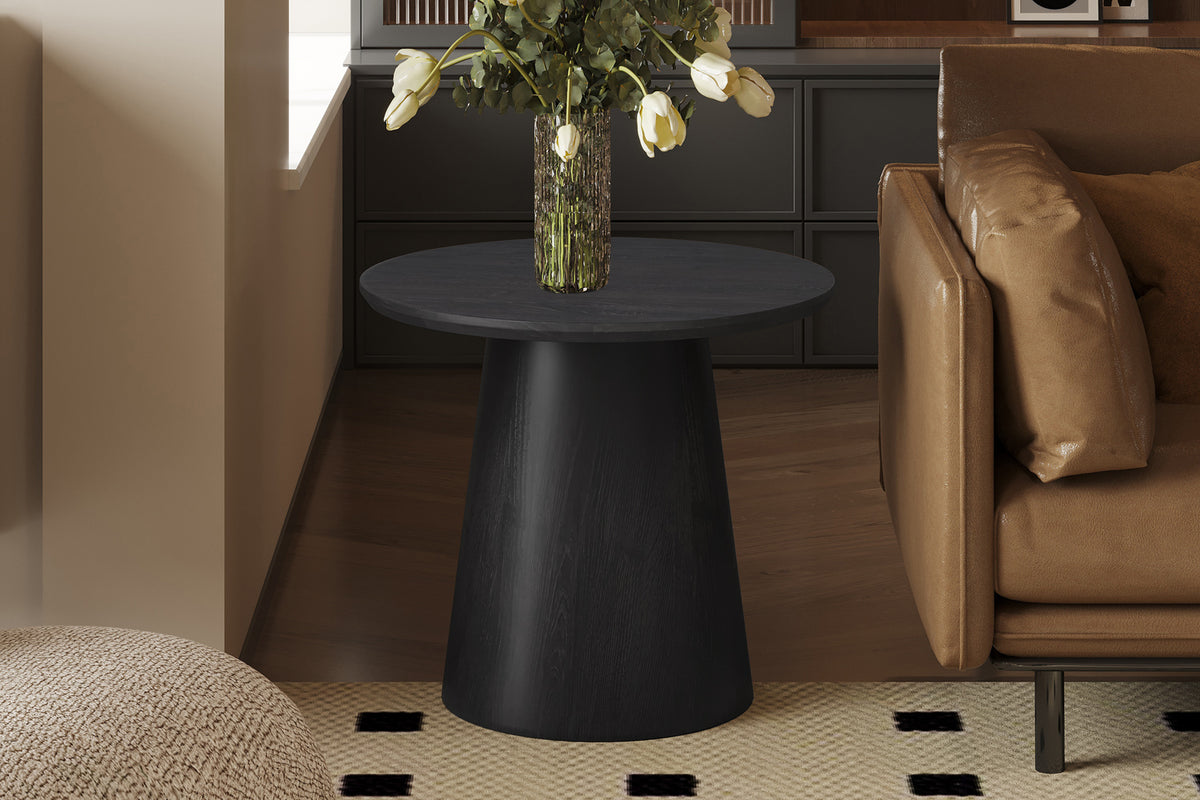 Table dappoint Miklos 60 cm Ronde Décor Brun foncé
