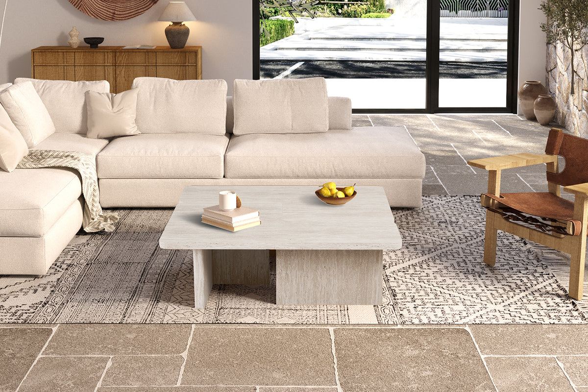Table basse Arallo effet travertin Beige