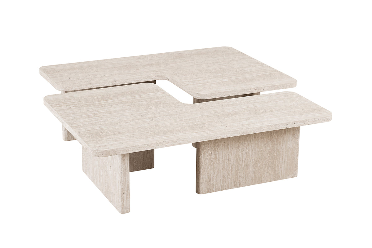 Table basse Arallo effet travertin Beige