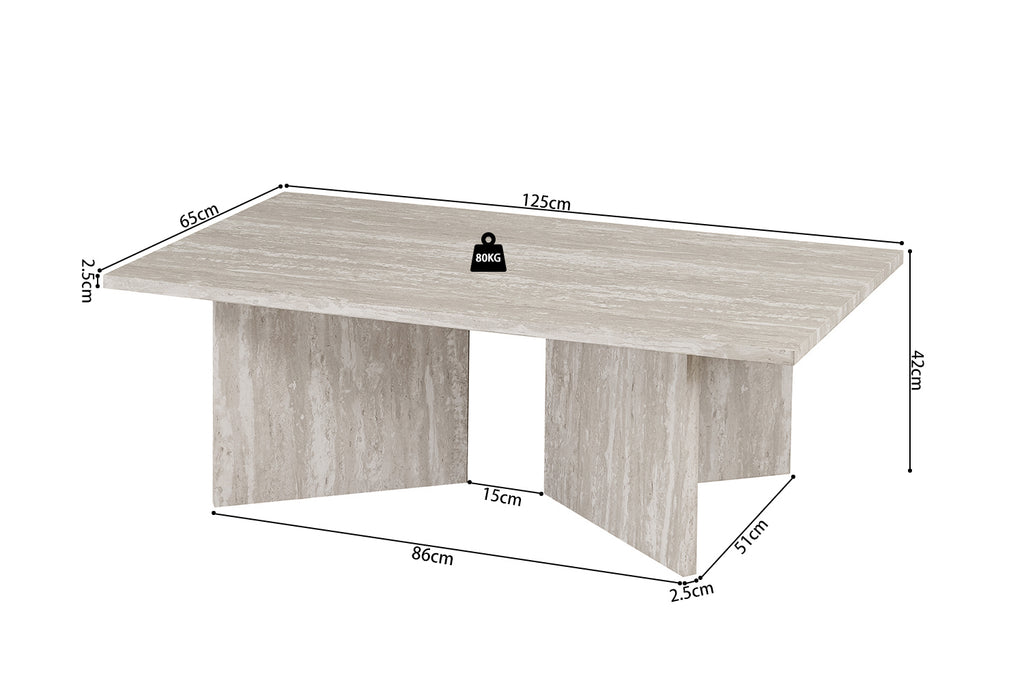 Table basse Litar effet travertin Gris