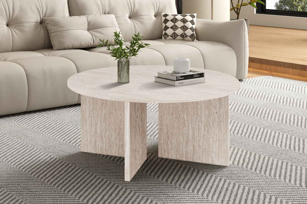 Table basses Drasir Ronde Décor Travertin Beige