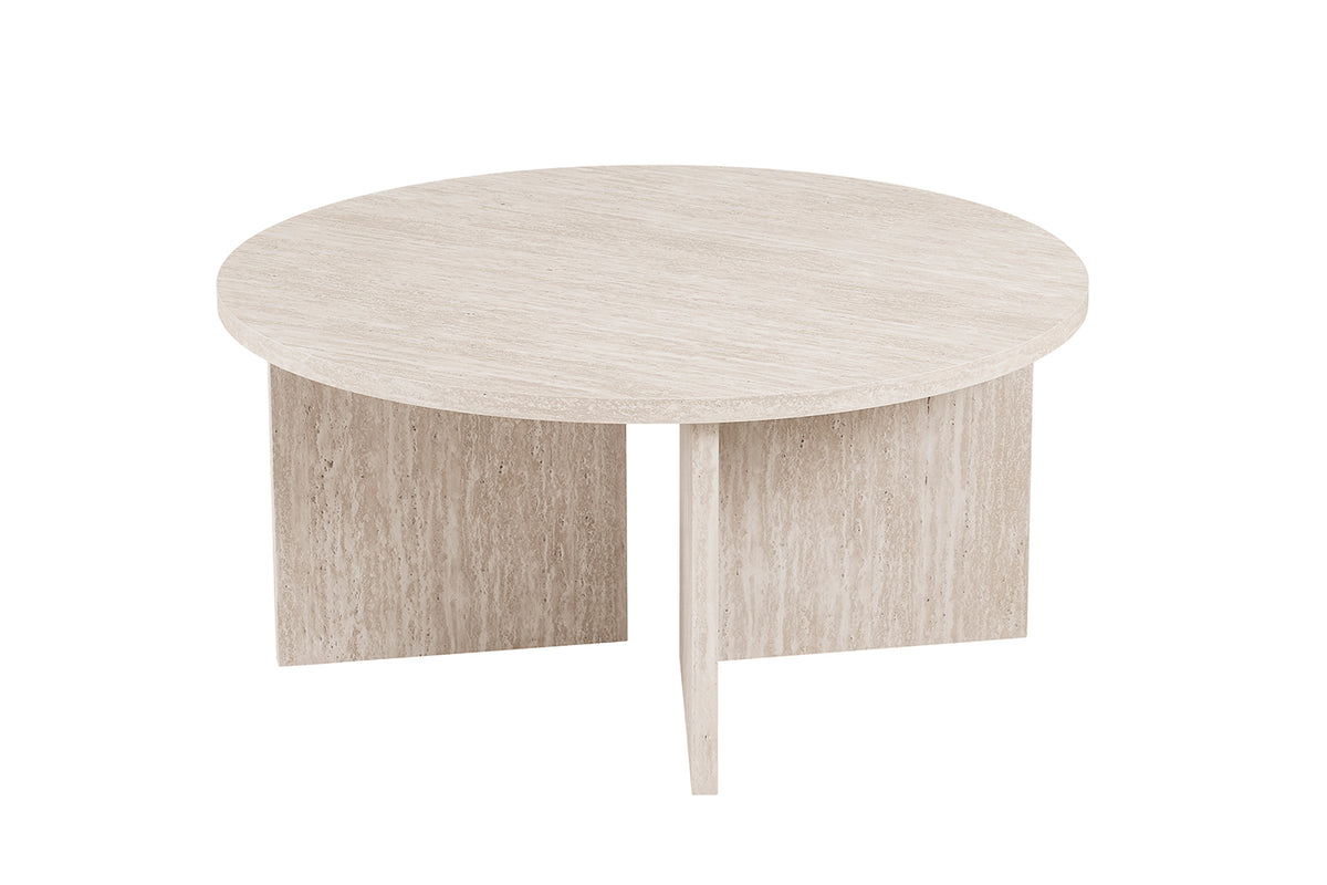 Table basse Drasir Ronde effet travertin Beige