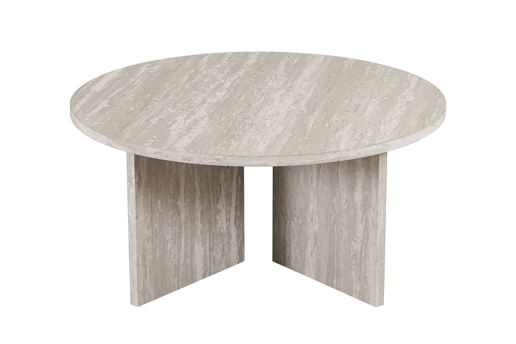 Table basse Drasir Ronde effet travertin Gris