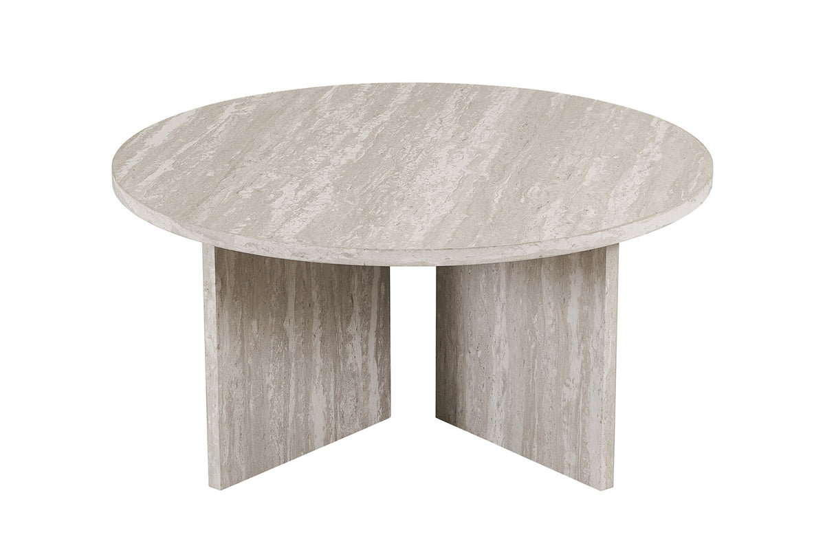 Table basse Drasir Ronde effet travertin Gris