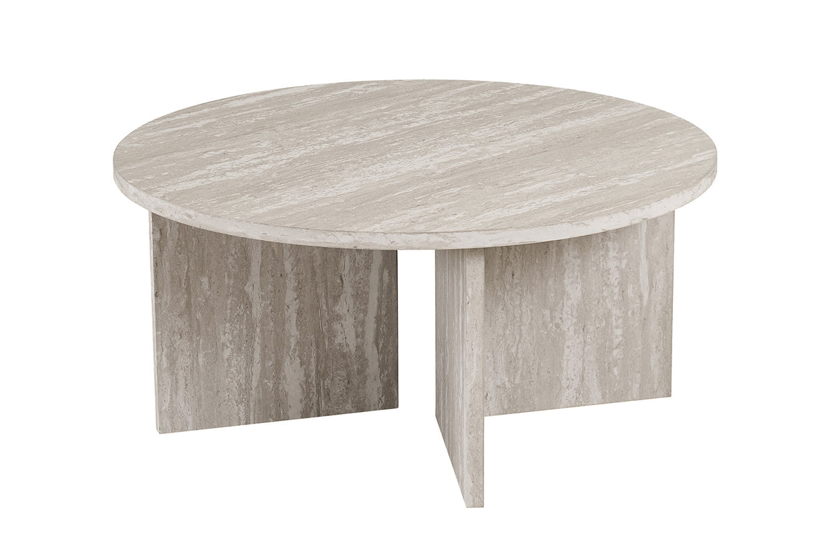 Table basse Drasir Ronde effet travertin Gris