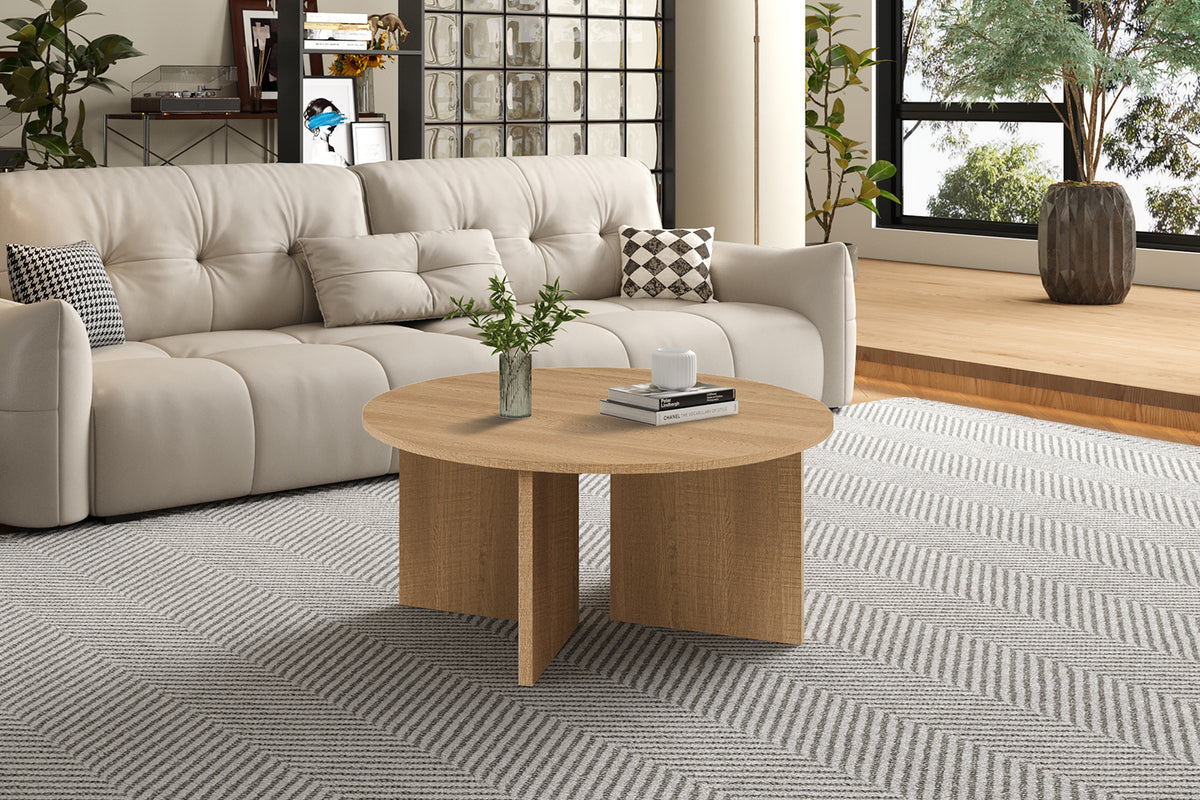 Table basse Drasir Ronde effet chêne Naturel