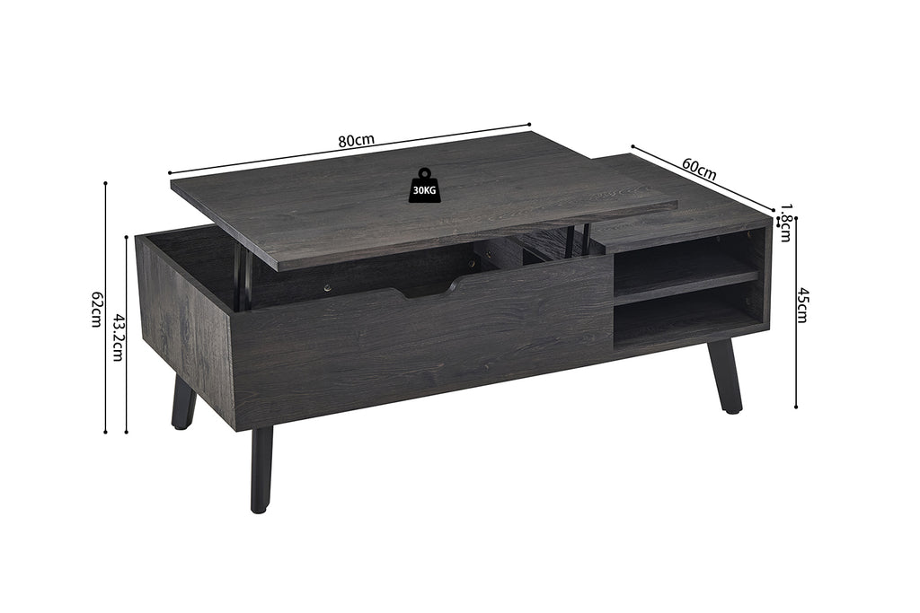 Table basse Justine Plateau relevable finition Brun foncé