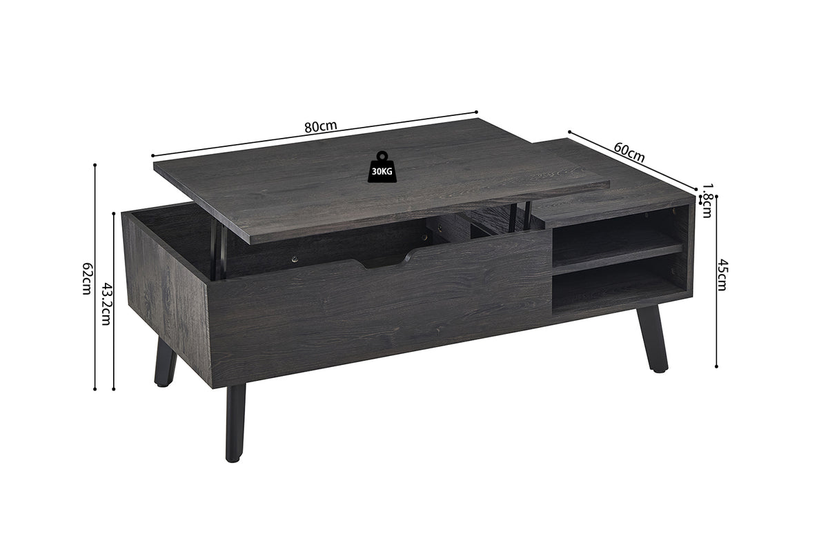 Table basse Justine Plateau relevable finition Brun foncé