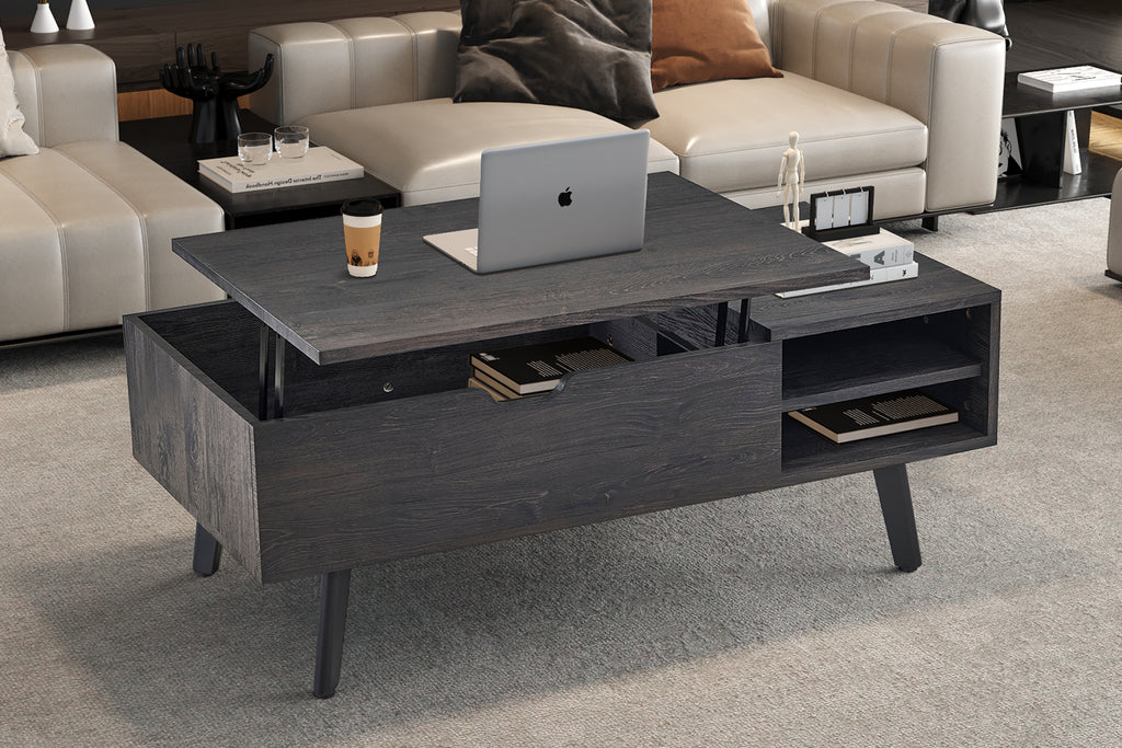 Table basse Justine Plateau relevable finition Brun foncé