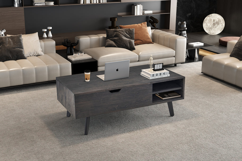 Table basse Justine Plateau relevable finition Brun foncé