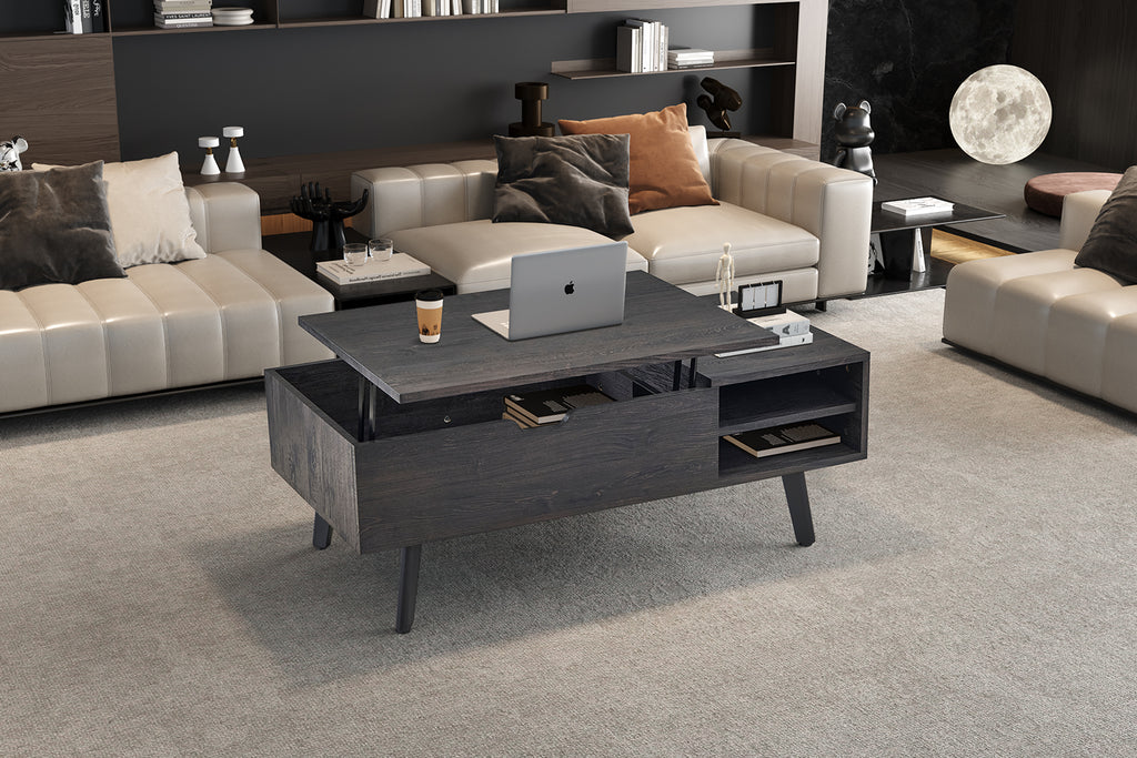 Table basse Justine Plateau relevable finition Brun foncé