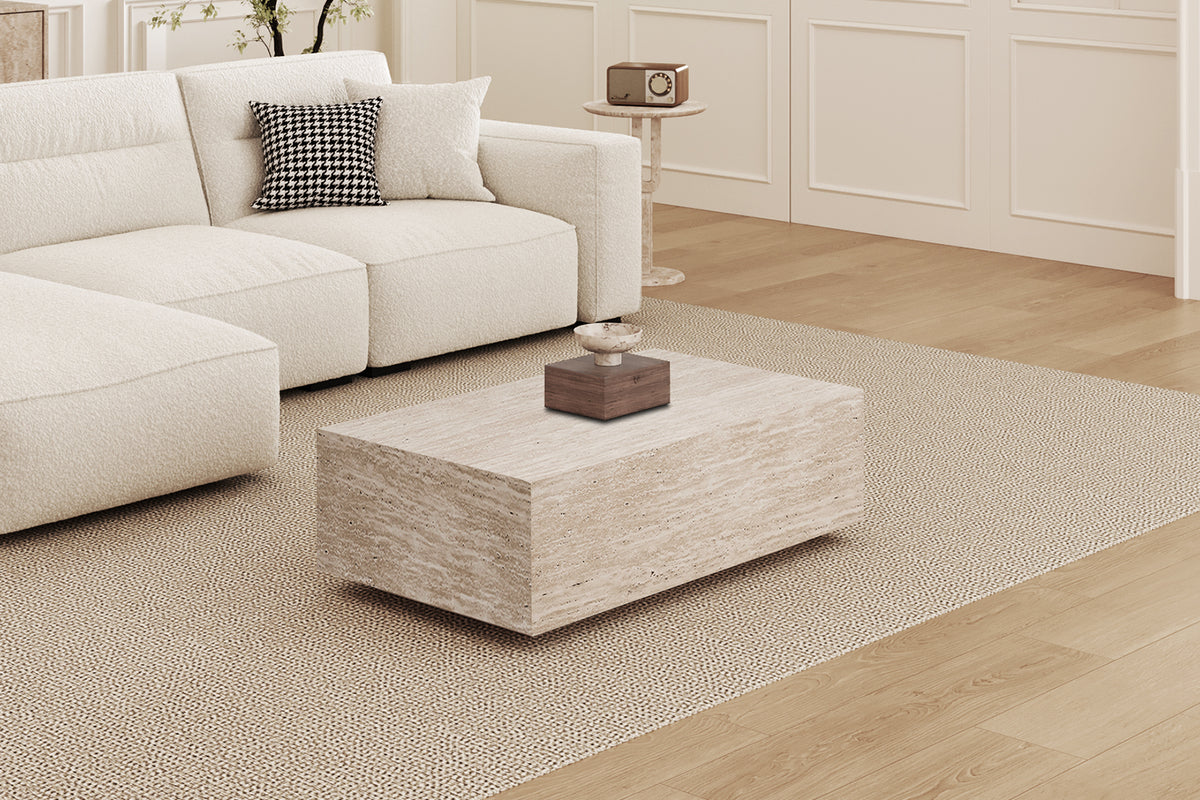 Table basse Jacky effet travertin Beige