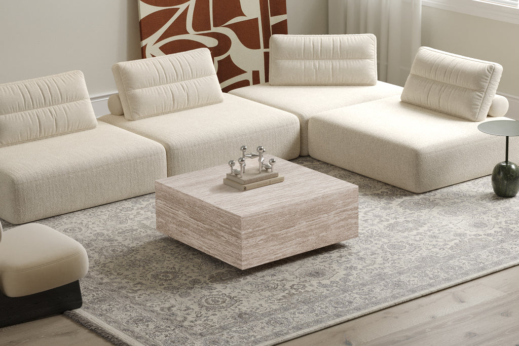 Table basse Jane effet travertin Beige
