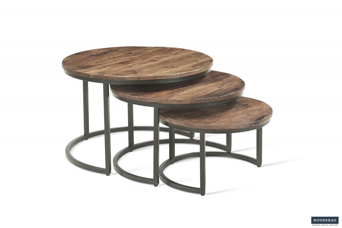 Table basse Arnod Lot de 3 bois de manguier