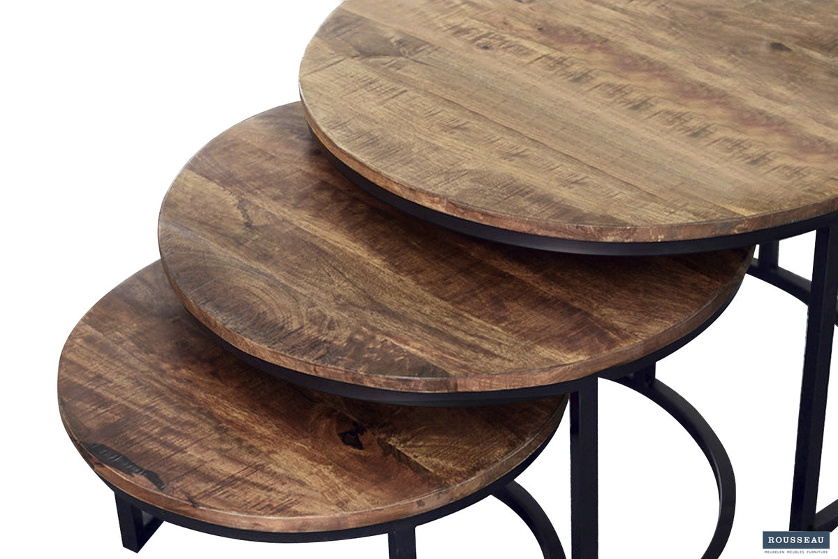 Table basse Arnod Lot de 3 bois de manguier