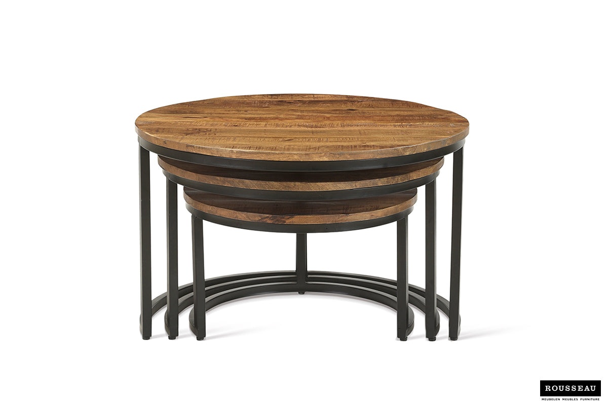 Table basse Arnod Lot de 3 bois de manguier