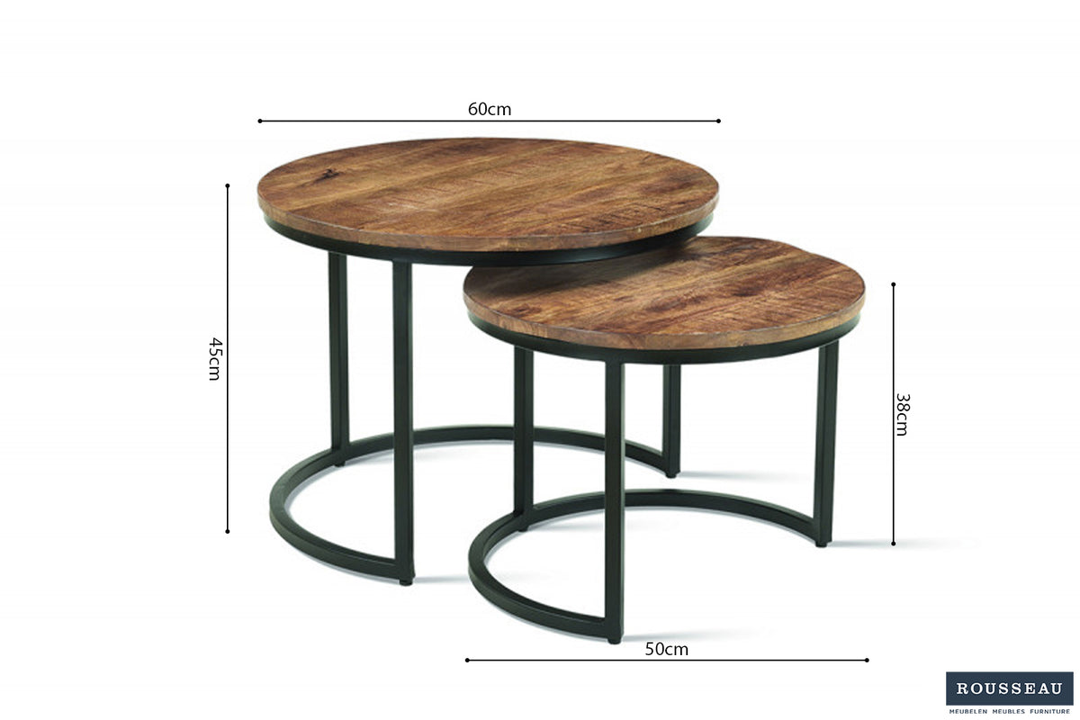 Table basse Goja Lot de 2 bois de manguier