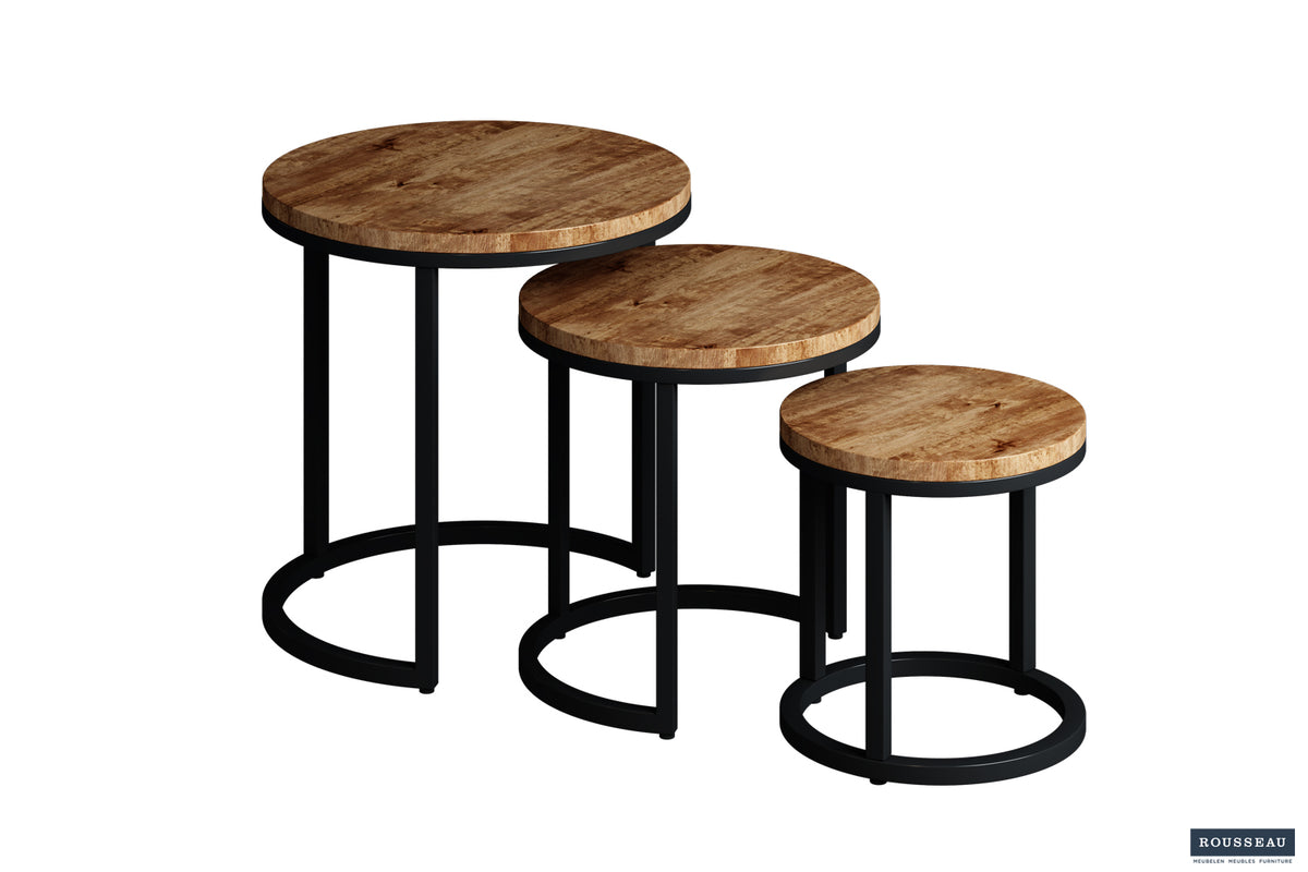 Table d'appoint Plano Lot de 3 bois de manguier