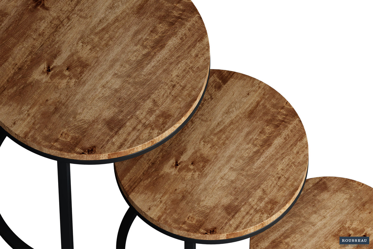 Table d'appoint Plano Lot de 3 bois de manguier