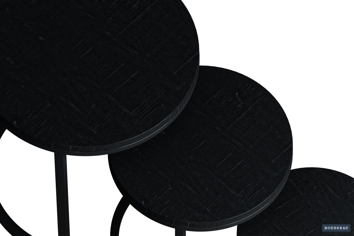 Table d'appoint Plano Lot de 3 bois de manguier noir