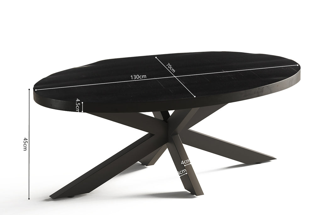Table basse Madeira Ovale bois de manguier noir