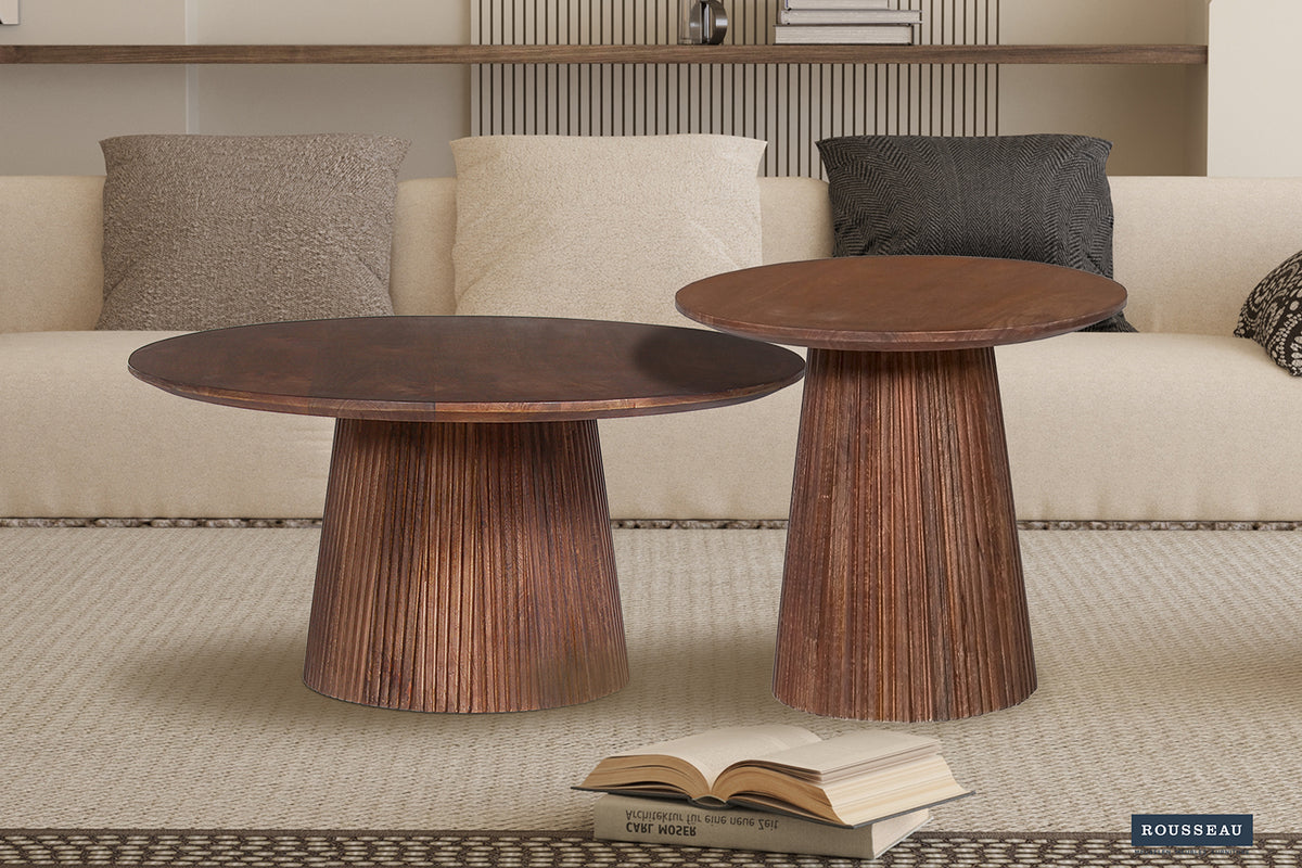 Table basse Miguel 80 cm Ronde bois de manguier Brun clair